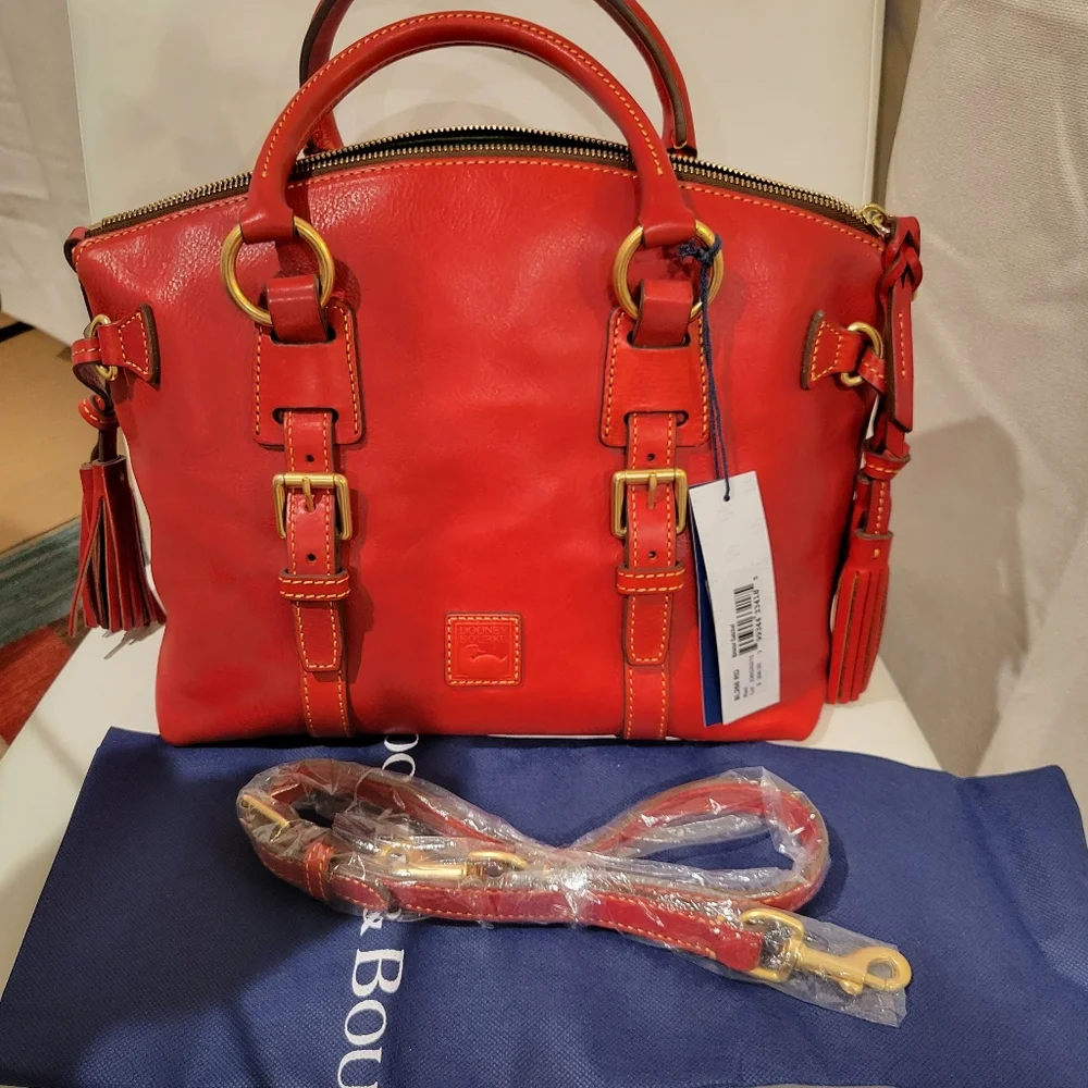 NWT Dooney & Bourke Red Florentine Bristol Satchel - Picture 5 of 11